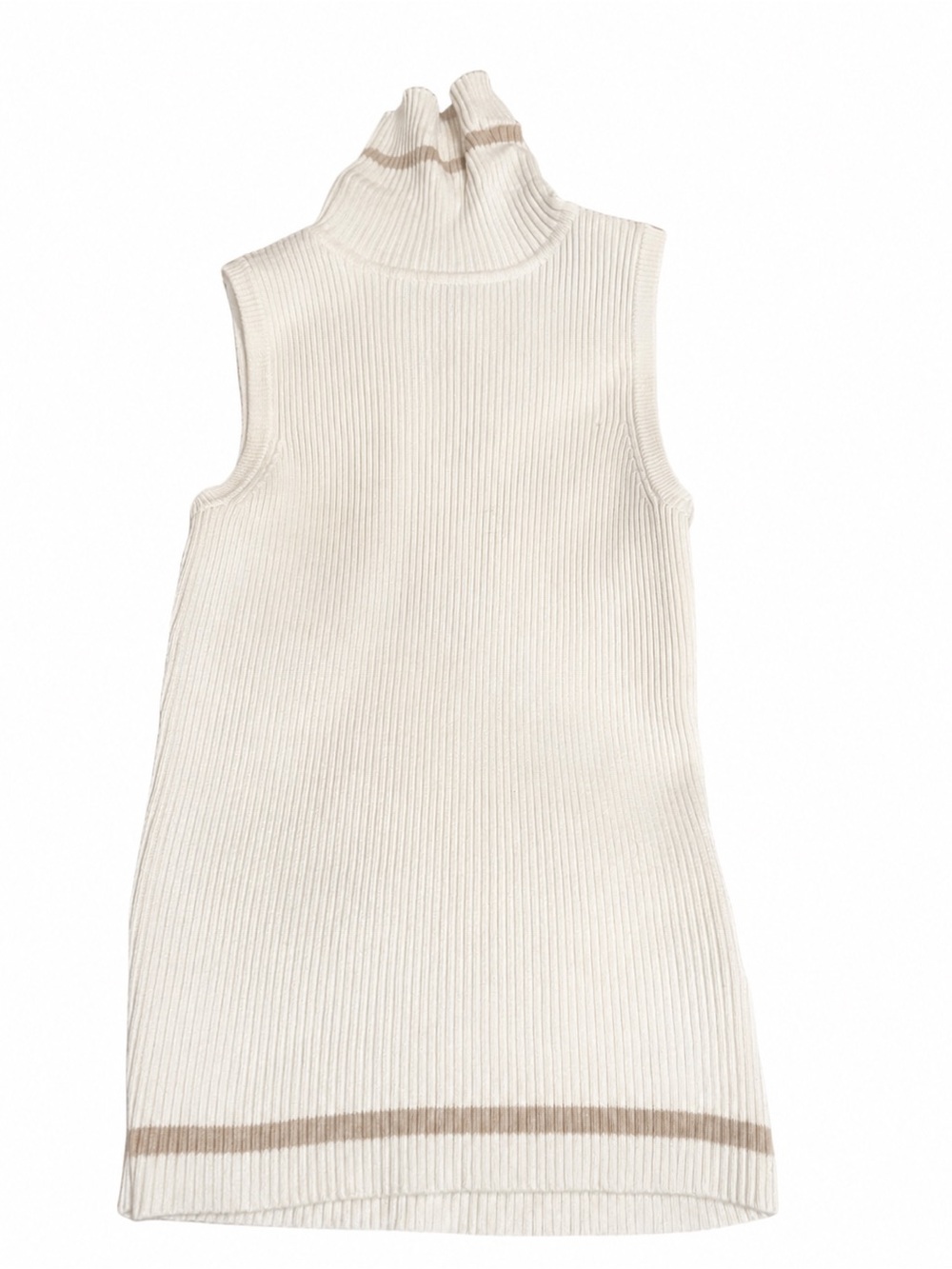 Tommy Hilfiger Cream Ribbed Turtleneck Shell